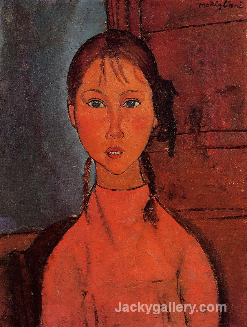 Girl with Braids by Amedeo Modigliani paintings reproduction